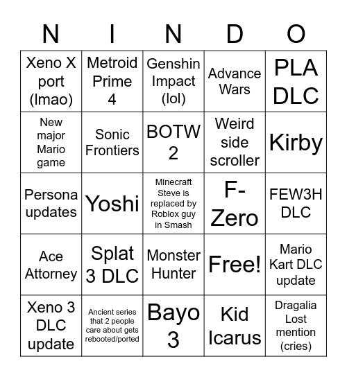 Direct 09/13 Bingo Card