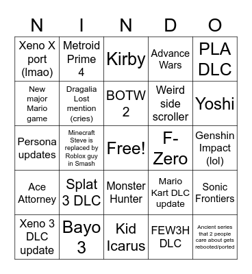 Direct 09/13 Bingo Card