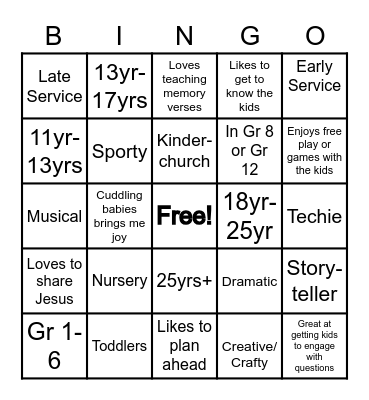 Get to Know Our Team Bingo Card