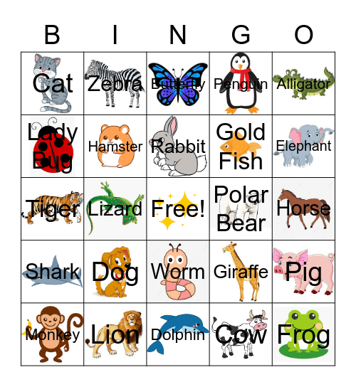 Animal Bingo Card