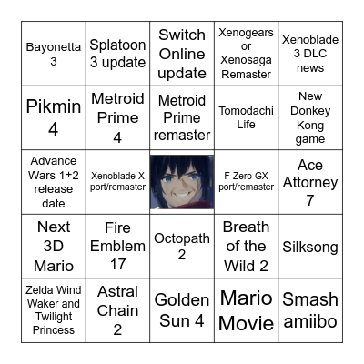 NINTENDO DIRECT 9/13/2022 Bingo Card