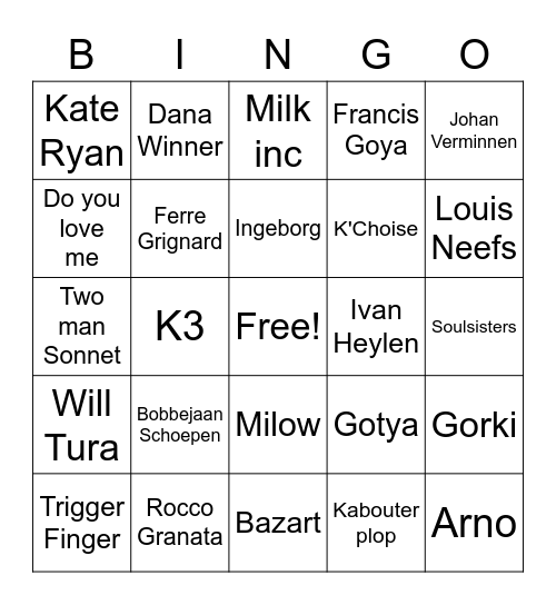 Adje voor de dorst Bingo Card