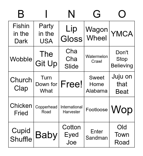 Music Bingo Card