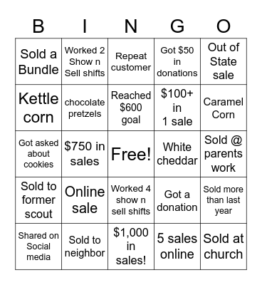 Pack 93 Popcorn Bingo Card