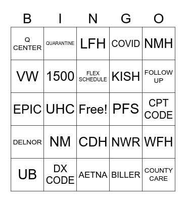 PFS Bingo Card