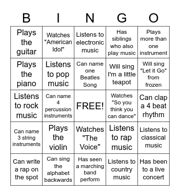 Find someone who... Bingo Card
