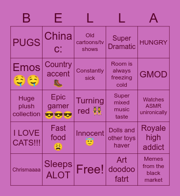 Bella Bingo!!! Bingo Card