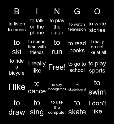 Jorge does Spanish Bingo Card