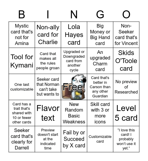 Last Week of Scarlet Keys Preview Season Bingo Card