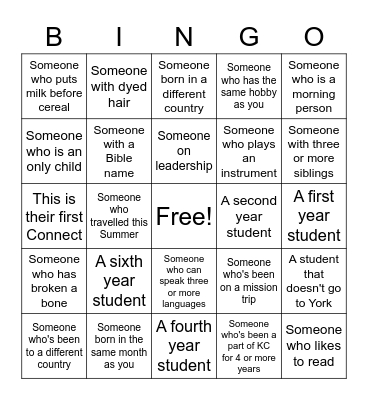 People BINGO Card