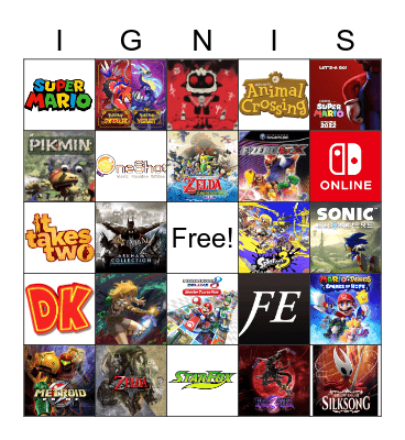 Nintendo Direct 9-13-22 Bingo Card