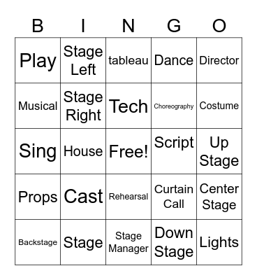 Theatre Bingo Card