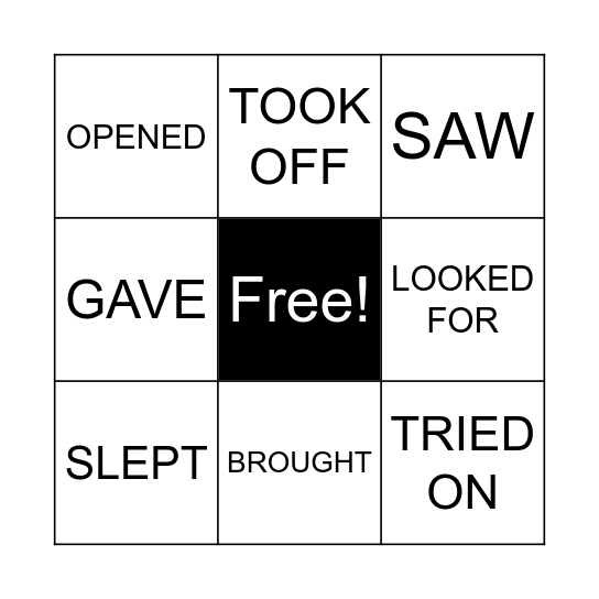 PAST FORMS Bingo Card