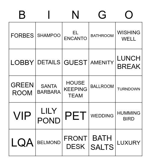 HOUSEKEEPING WEEK Bingo Card