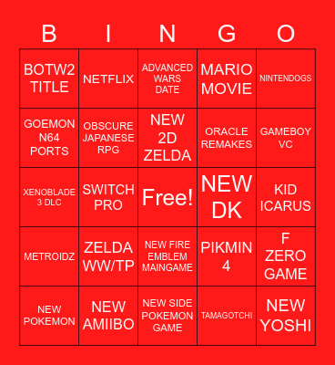 NINTENDO DIRECT SEPTEMBER 2022 Bingo Card