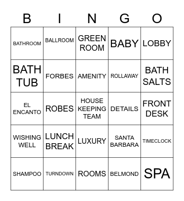 HOUSEKEEPING WEEK Bingo Card
