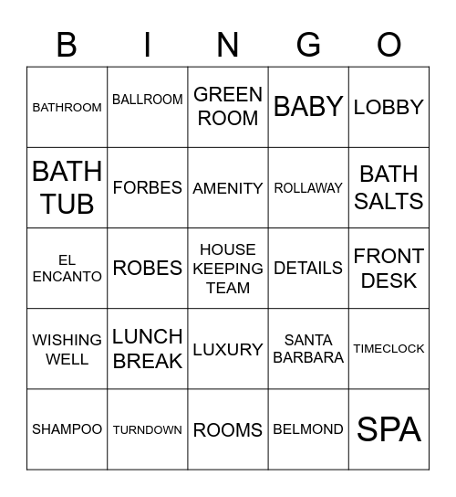 HOUSEKEEPING WEEK Bingo Card