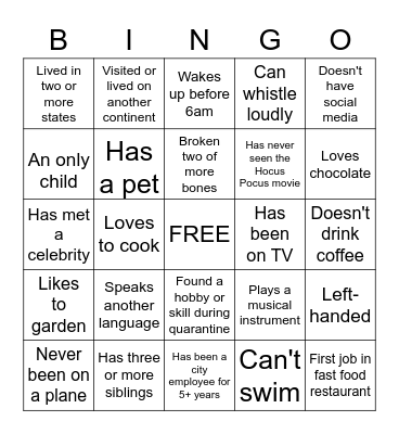 CDD Admin Bingo! Bingo Card