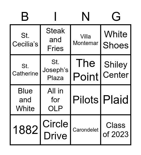 OLP Bingo Card