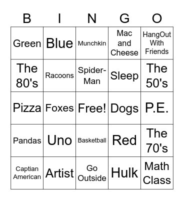Pathways Bingo Card