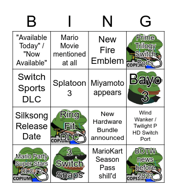 Nintendo Direct (2022-09-13) Bingo Card