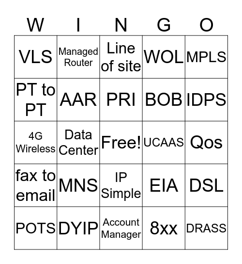 Product Bingo Card