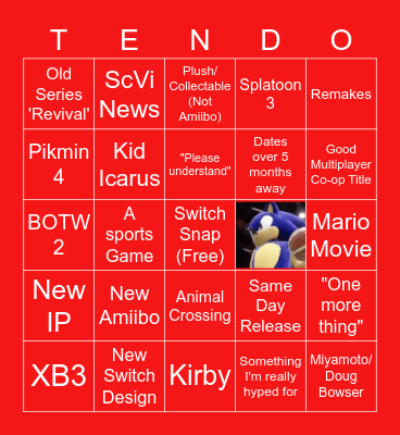 Nintendo Direct Bingo Card