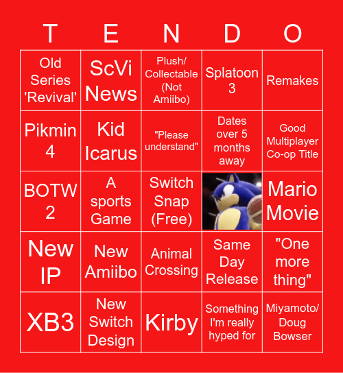 Nintendo Direct Bingo Card