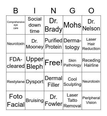 Cascade Eye and Skin Centers Bingo Card