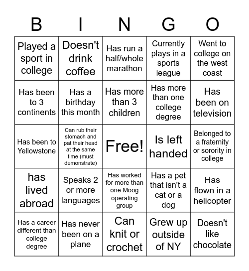 Moog Finance Bingo Card