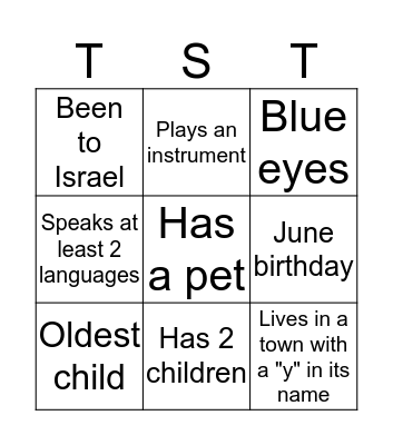 TST Bingo Card