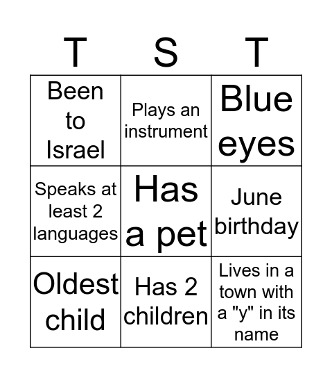 TST Bingo Card