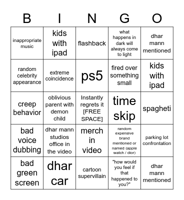 Dhar Mann Bingo v2 Bingo Card