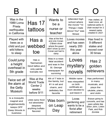 L&A BINGO Card