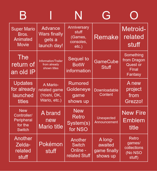 Disku's Bingo Card