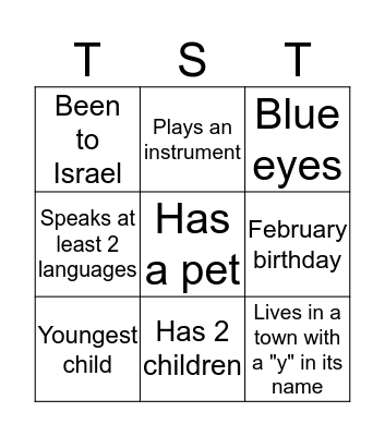 TST Bingo Card