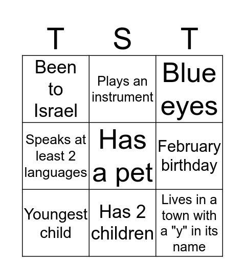 TST Bingo Card
