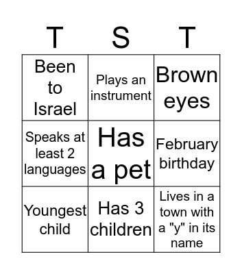 TST Bingo Card