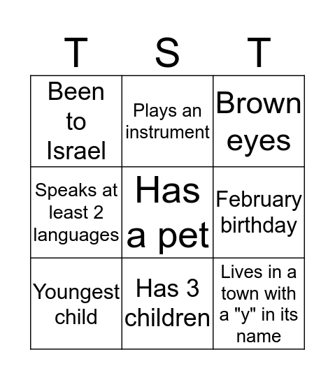 TST Bingo Card