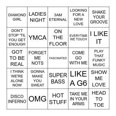 DANCE SONGS Bingo Card