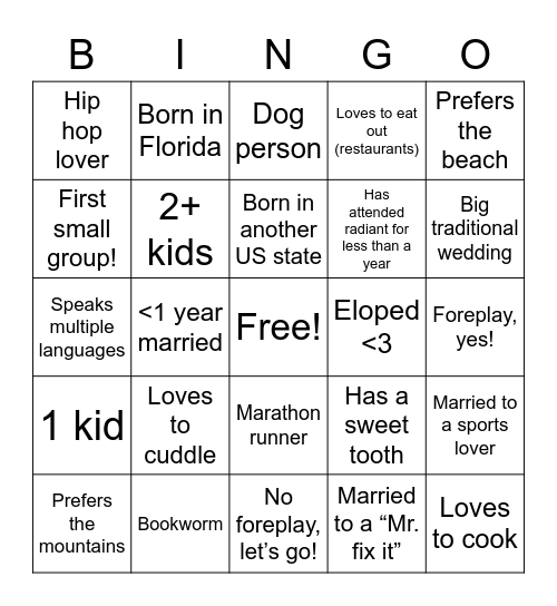 Get To Know Us Bingo! Bingo Card