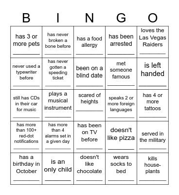 Find someone who... Bingo Card