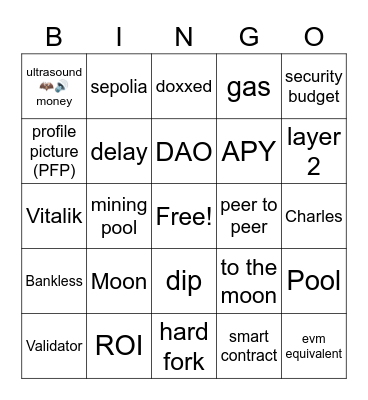Ethereum Merge Party Sept 2022! Bingo Card