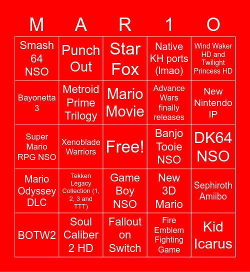 Nintendo Direct Sep 2022 Bingo Card