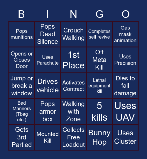 Warzone Bingo! Bingo Card