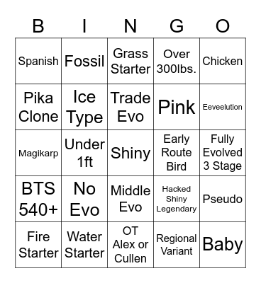Pokemon Sword & Shield Suprise Trade Bingo Card
