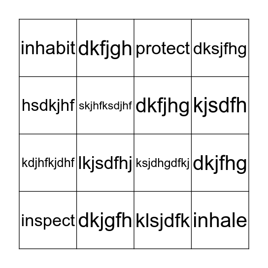 Lessons 1-5 Review WORDO Bingo Card