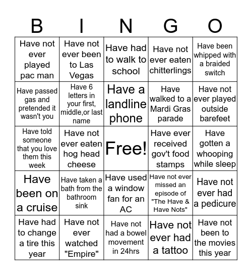 "The Have and Have Nots" Bingo Card