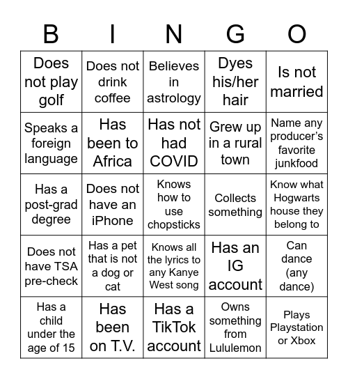 Do you know our producers? Bingo Card