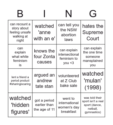 Z CLUB BINGO! Bingo Card